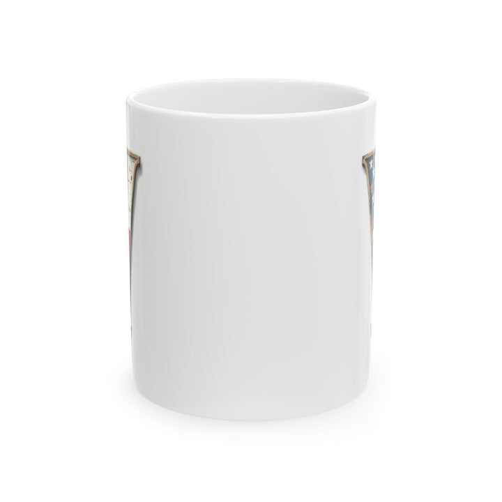 White American Flag Mug with Letter V and Name Victor Personalized Patriotic Coffee Cup Gift for Men Veterans or USA Flag Lovers