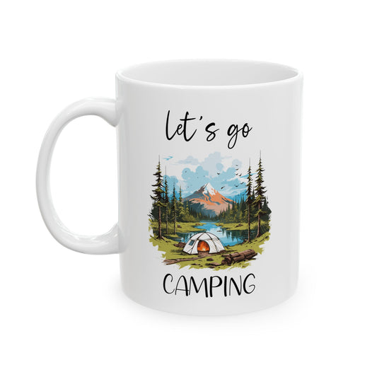 Scenic Camping Adventure Shirt  Ceramic Mug, (11oz, 15oz)