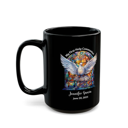 Black First Communion Mug – Personalized Gift for Girl
