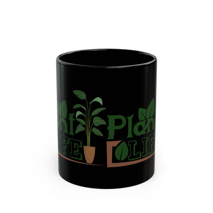 Give a Gift to a Plant Lover – Plant Life Mug Black Ceramic Coffee Cup for Gardeners