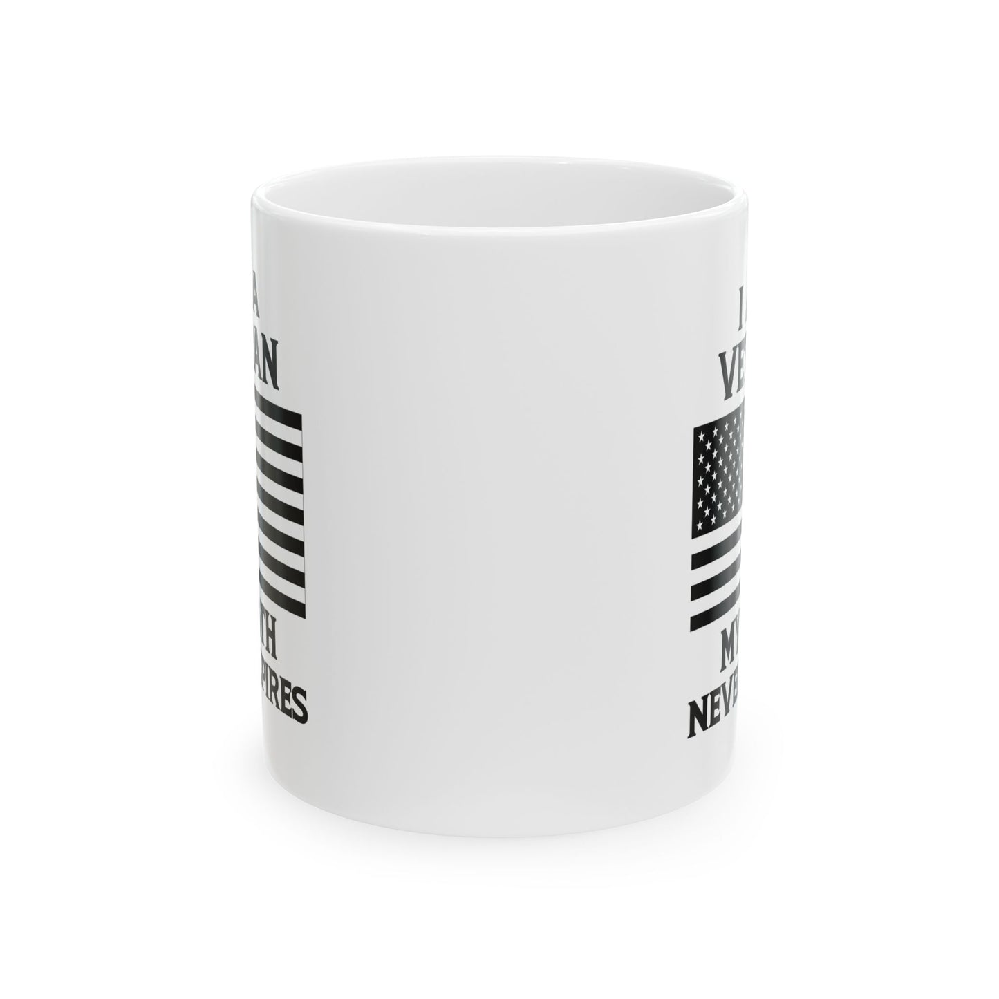 White Ceramic Mug with American Flag – Patriotic Gift for Military Men & Women