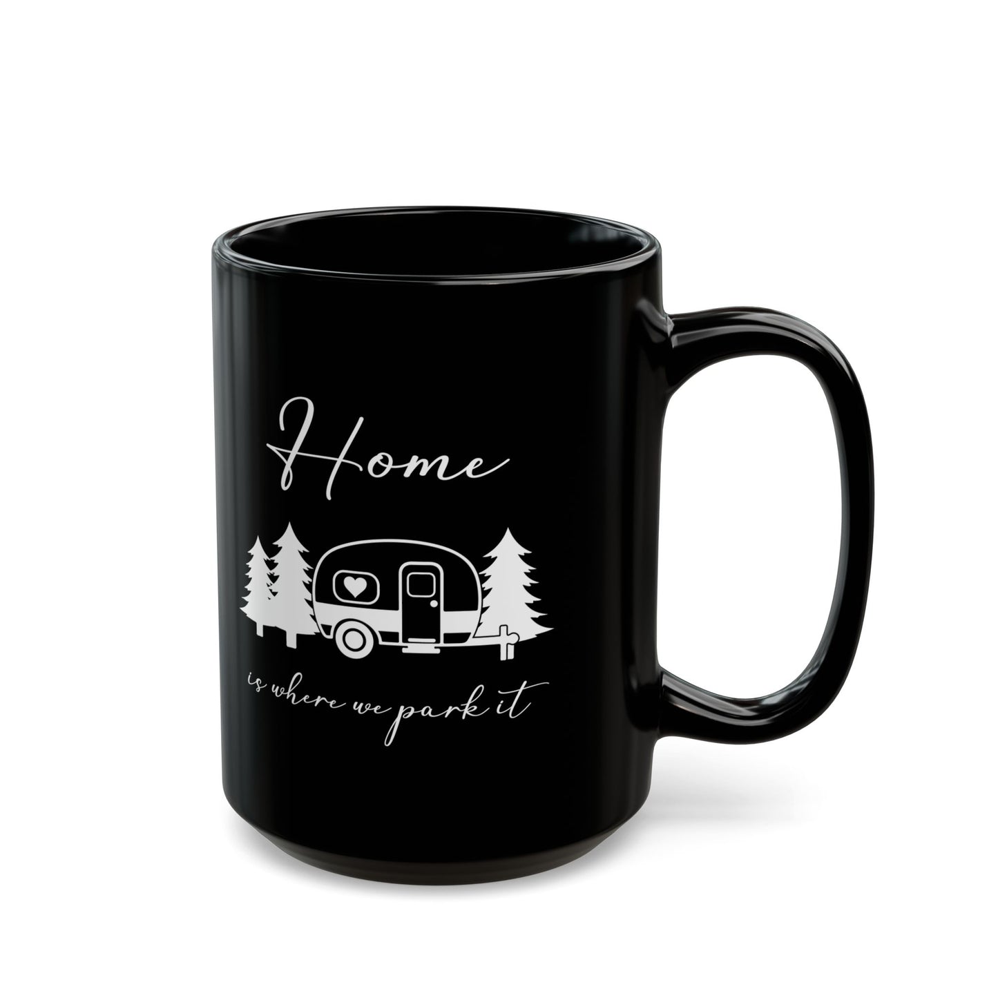 Minimalist Black Camping Design  Ceramic Mug, (11oz, 15oz)