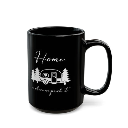 Minimalist Black Camping Design  Ceramic Mug, (11oz, 15oz)