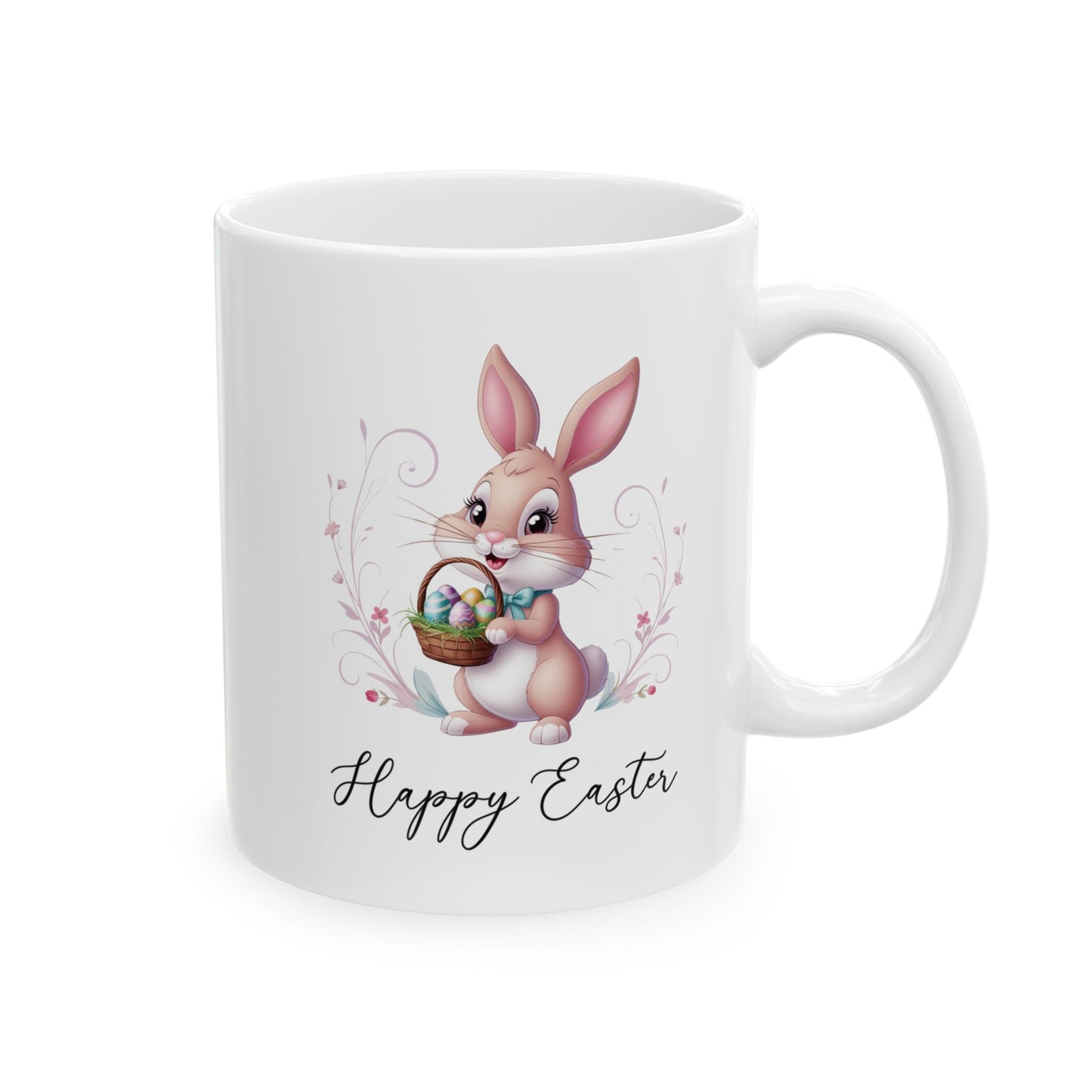 Happy Easter Bunny Mug – Cute Spring Gift with Egg Basket Design