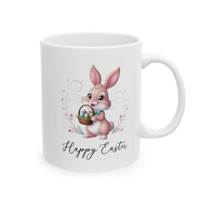 Happy Easter Bunny Mug – Cute Spring Gift with Egg Basket Design