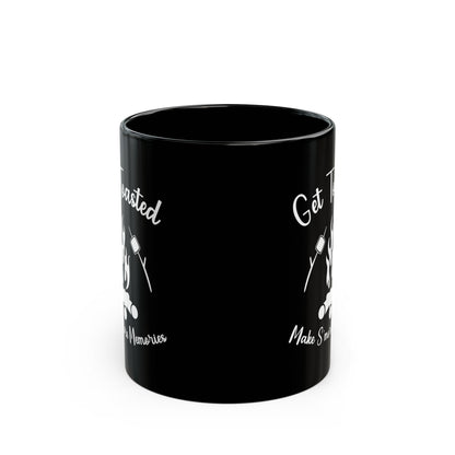 Minimalist Black and White Camping Design Ceramic Mug, (11oz, 15oz)