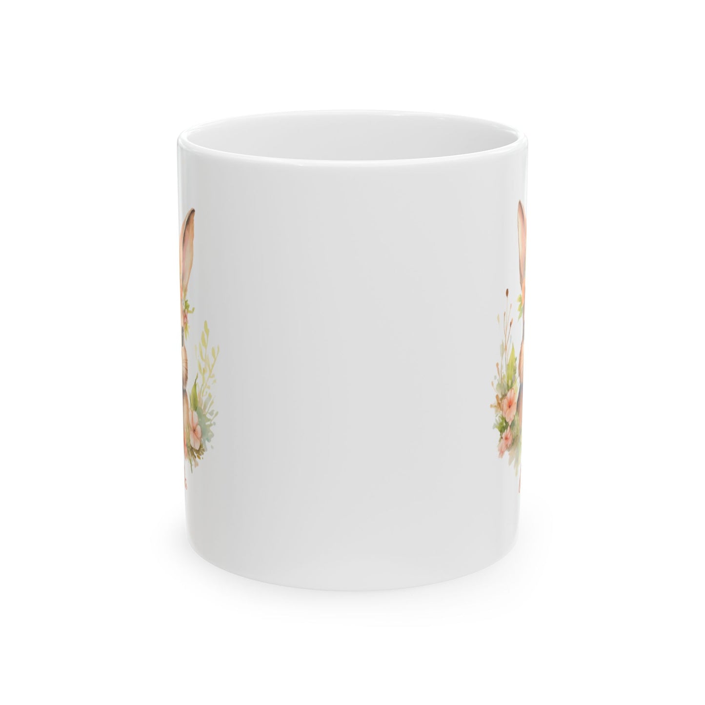 Floral Bunny Mug with Name – Personalized Gift for Her