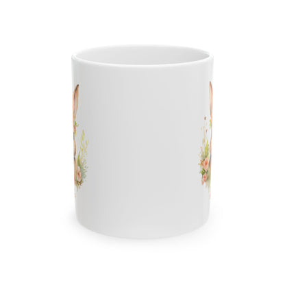 Floral Bunny Mug with Name – Personalized Gift for Her