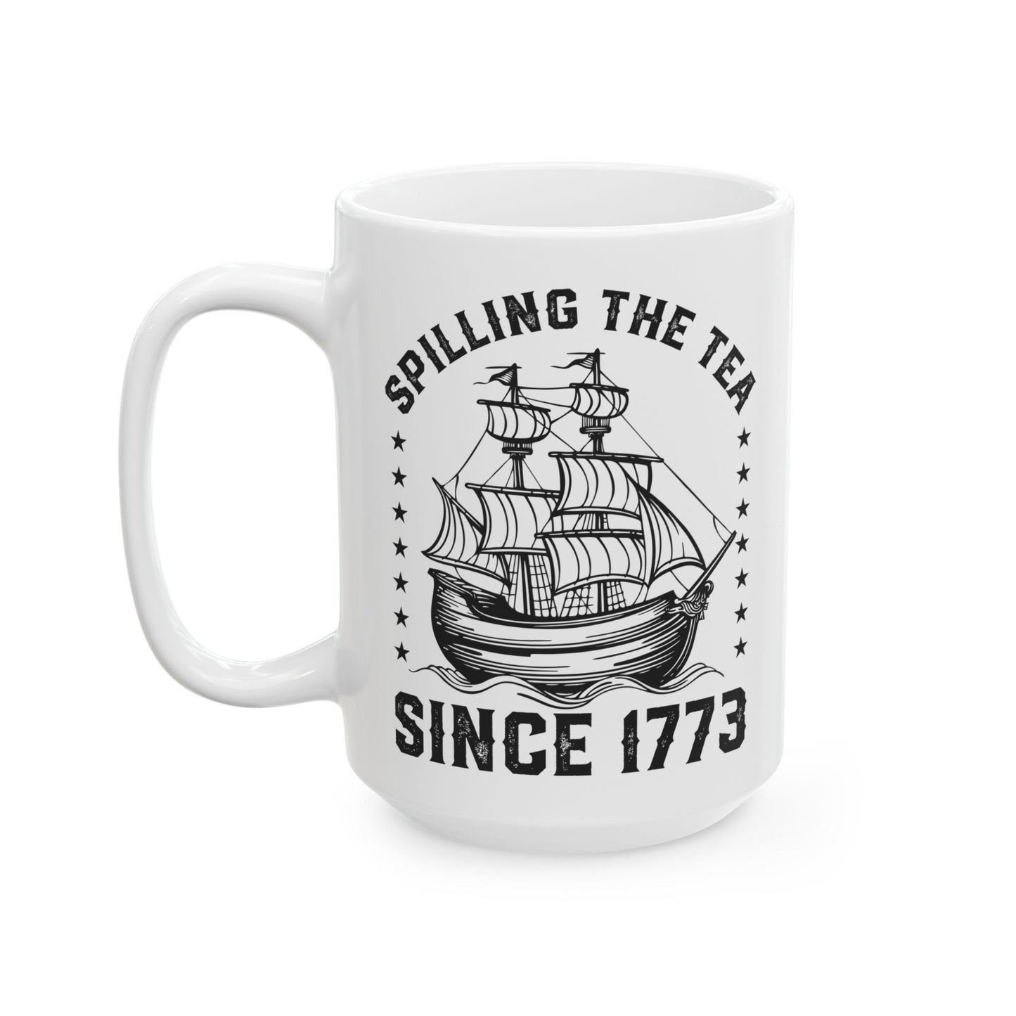SPILLING THE TEA White Mug, (11oz, 15oz)
