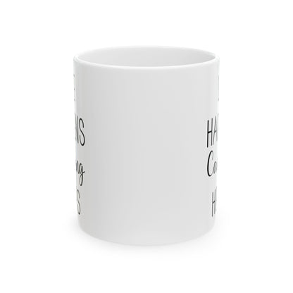 Rustic Black Camping Art Ceramic Mug, (11oz, 15oz)