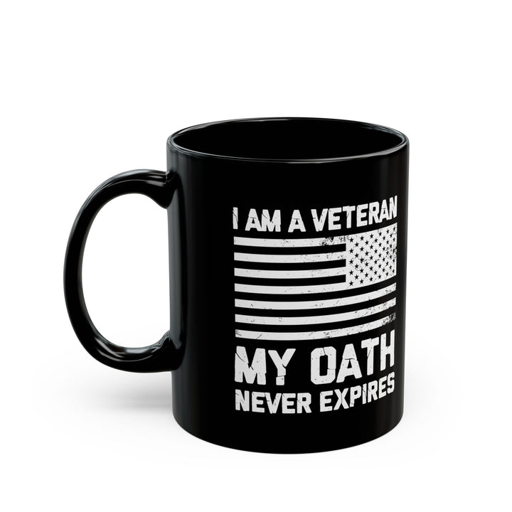 Black Military Coffee Cup with Distressed Flag – Patriotic Gift for Men & Women