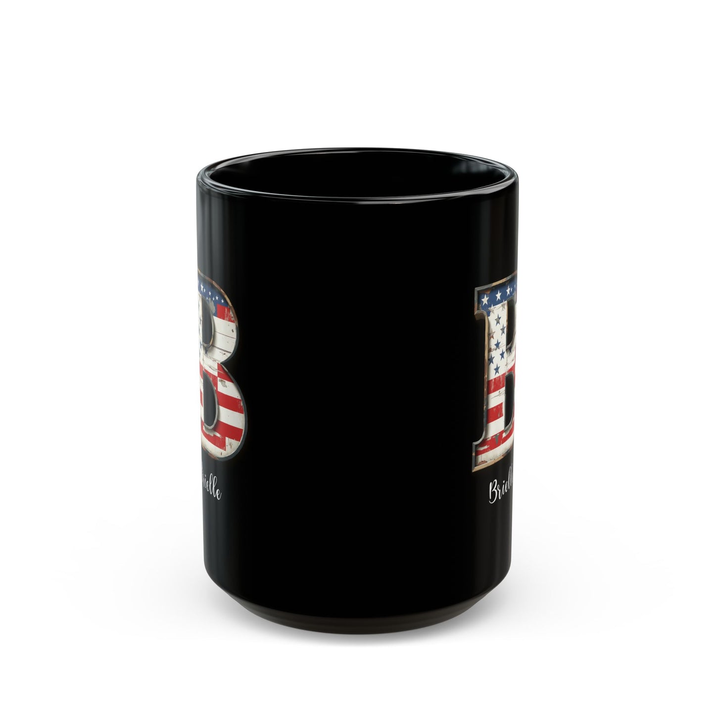 Mug - Patriotic American Flag Letter B with Kevin Name - Vintage Red, White, and Blue Design