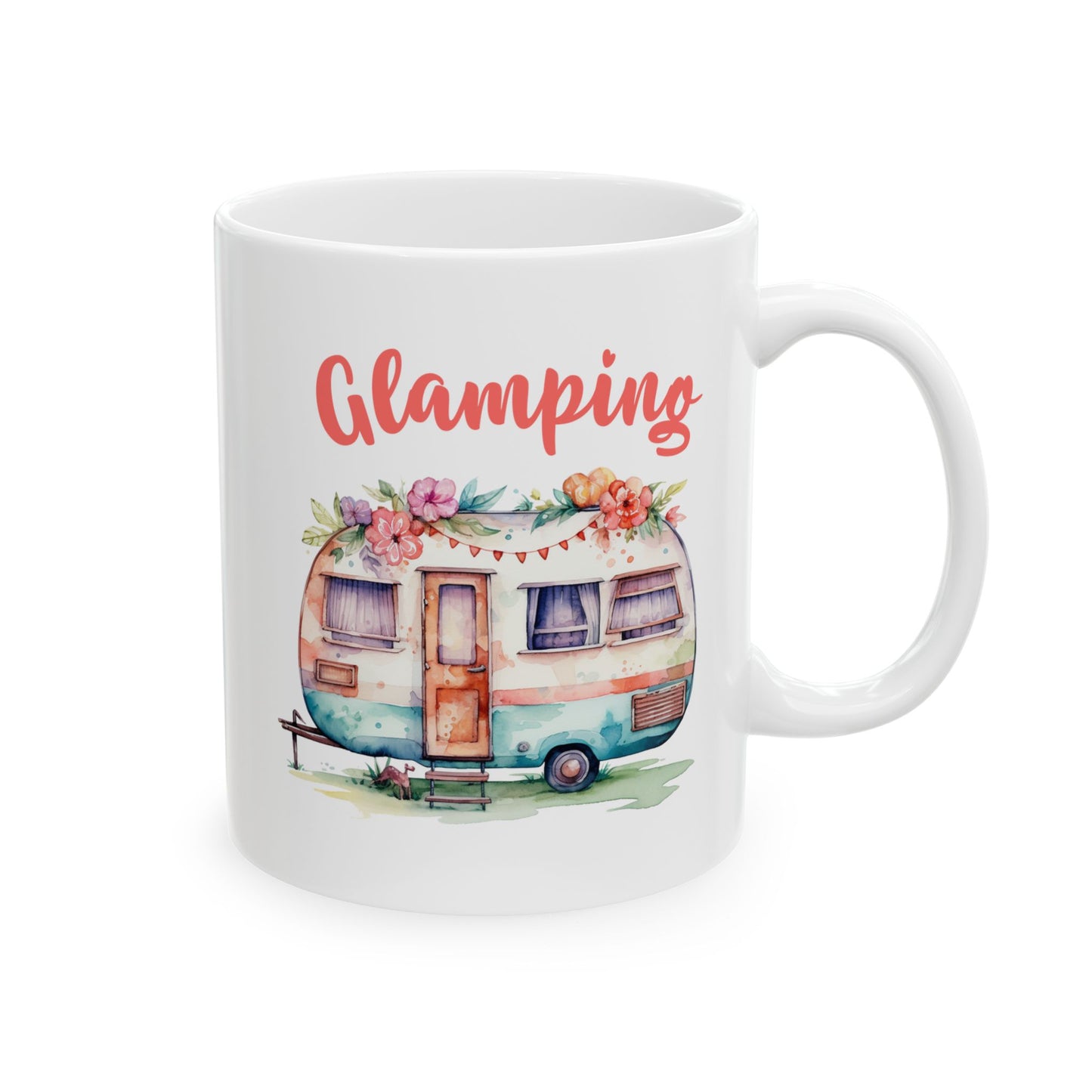 Glamping Watercolor Illustration Ceramic Mug, (11oz, 15oz)