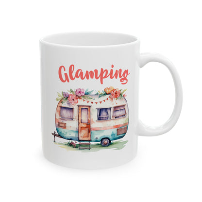 Glamping Watercolor Illustration Ceramic Mug, (11oz, 15oz)