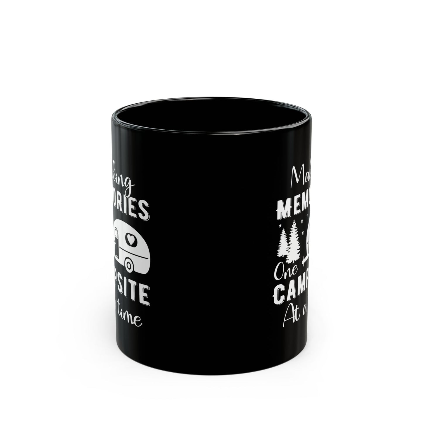 Minimalist Black Camping Art Ceramic Mug, (11oz, 15oz)