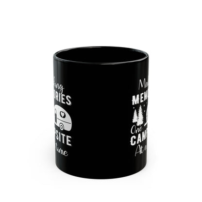 Minimalist Black Camping Art Ceramic Mug, (11oz, 15oz)