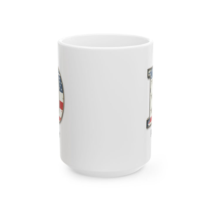 Mug - Patriotic American Flag Letter D with Kevin Name - Vintage Red, White, and Blue Design