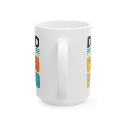 Dad Tax Mug – Humorous White Mug with Colorful Food Graphics