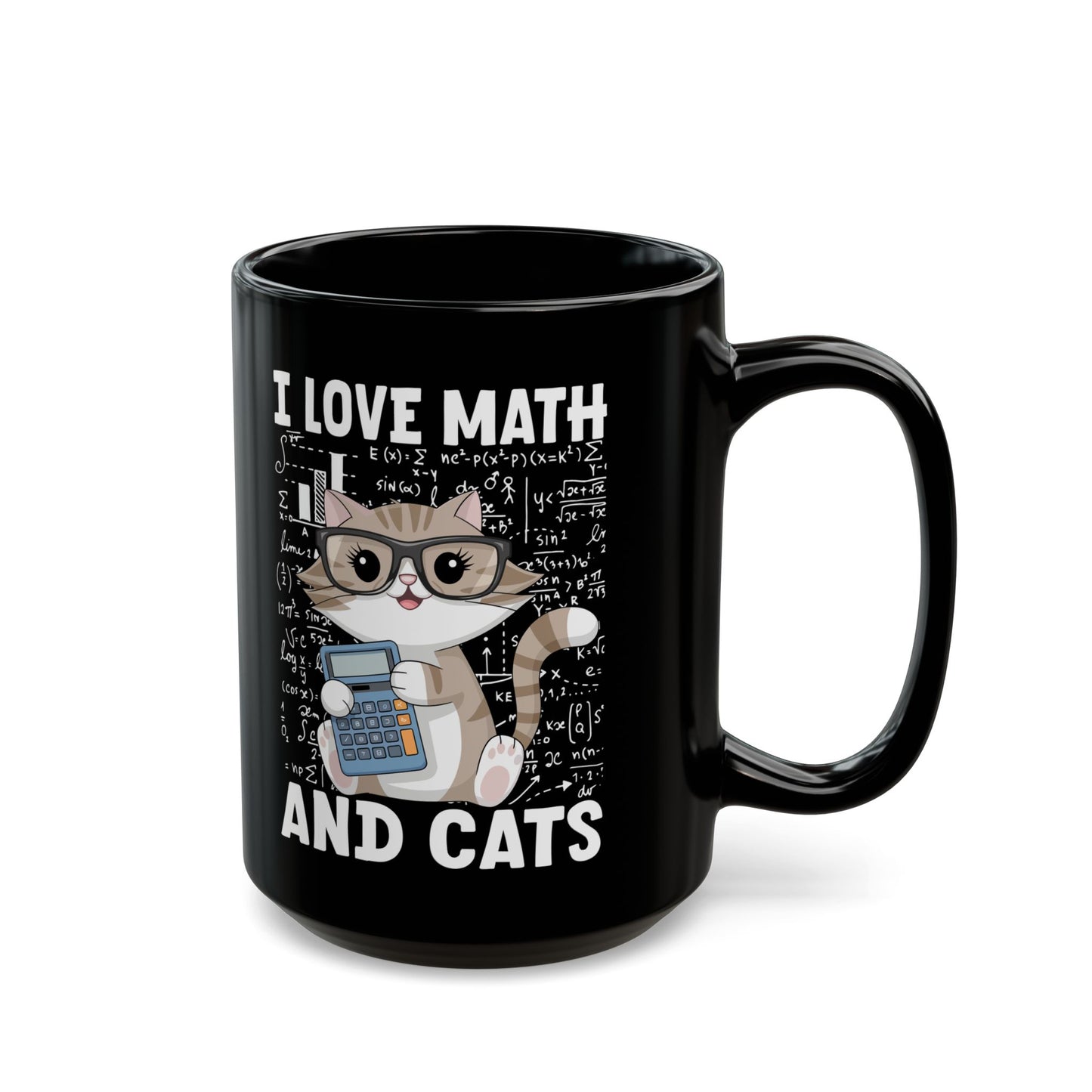I Love Math And Cats Black Mug (11oz, 15oz)