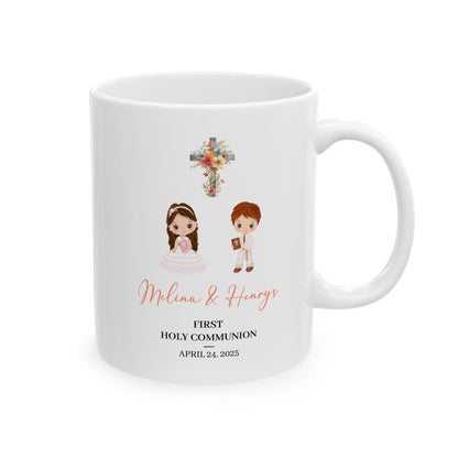 First Holy Communion Mug – Personalized Gift for Melina & Henry