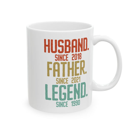Husband Father Legend White Mug, (11oz, 15oz)