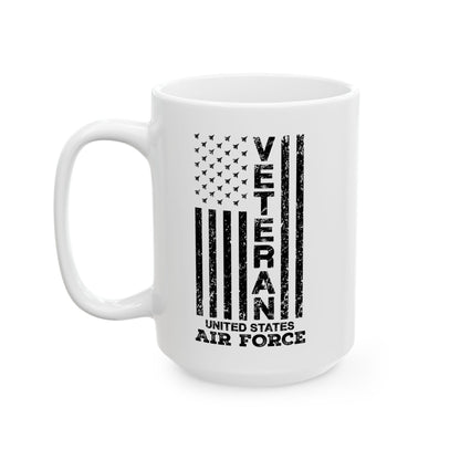 US Air Force Veteran Mug – Patriotic White Coffee Cup Military Gift USA