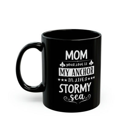 Black Anchor Mom Mug – Nautical-Themed Coffee Mug Sentimental Mother’s Day Gift