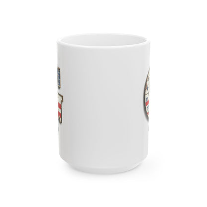 White Personalized USA Flag Initial Mug with Letter G and Gavin Name Gift for Men, Veterans, Patriotic Coffee Lovers