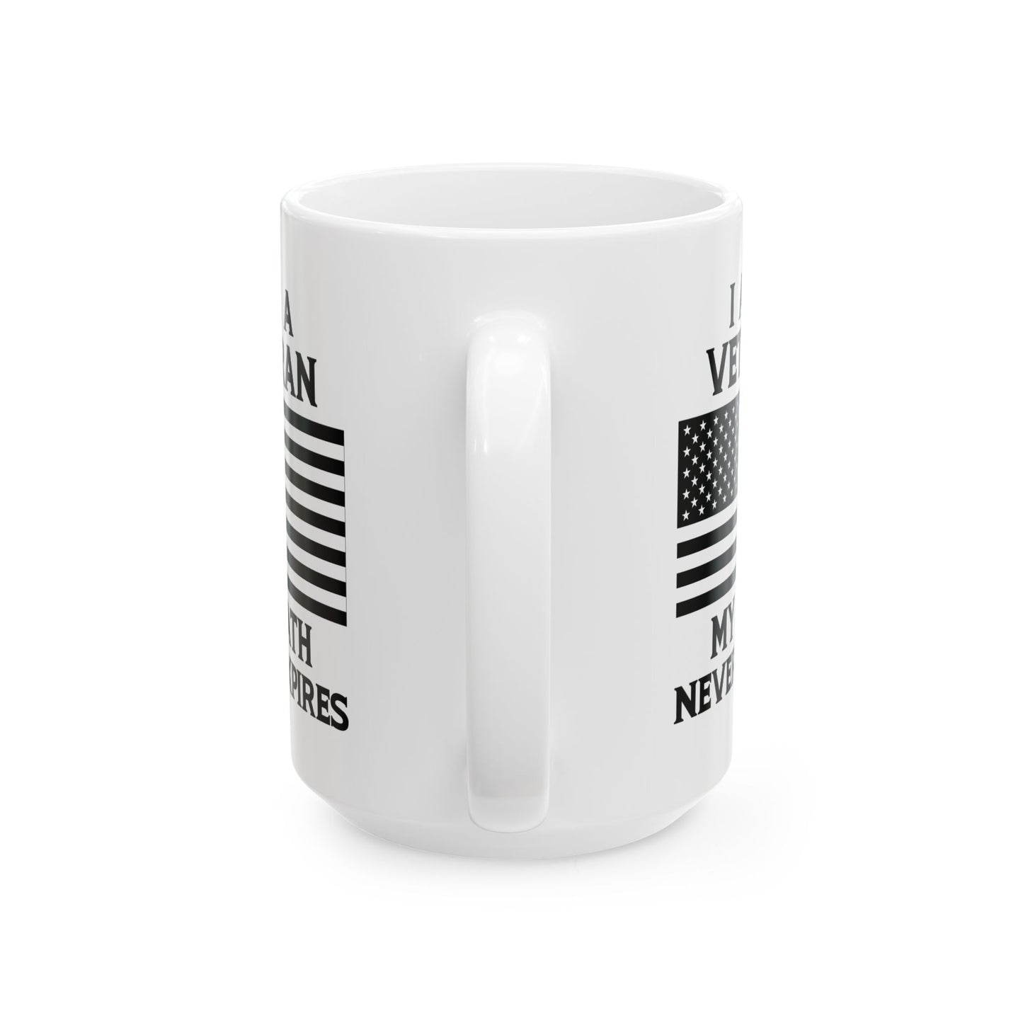 White Ceramic Mug with American Flag – Patriotic Gift for Military Men & Women