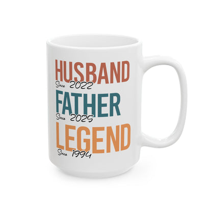 Husband Father Legend White Mug, (11oz, 15oz)