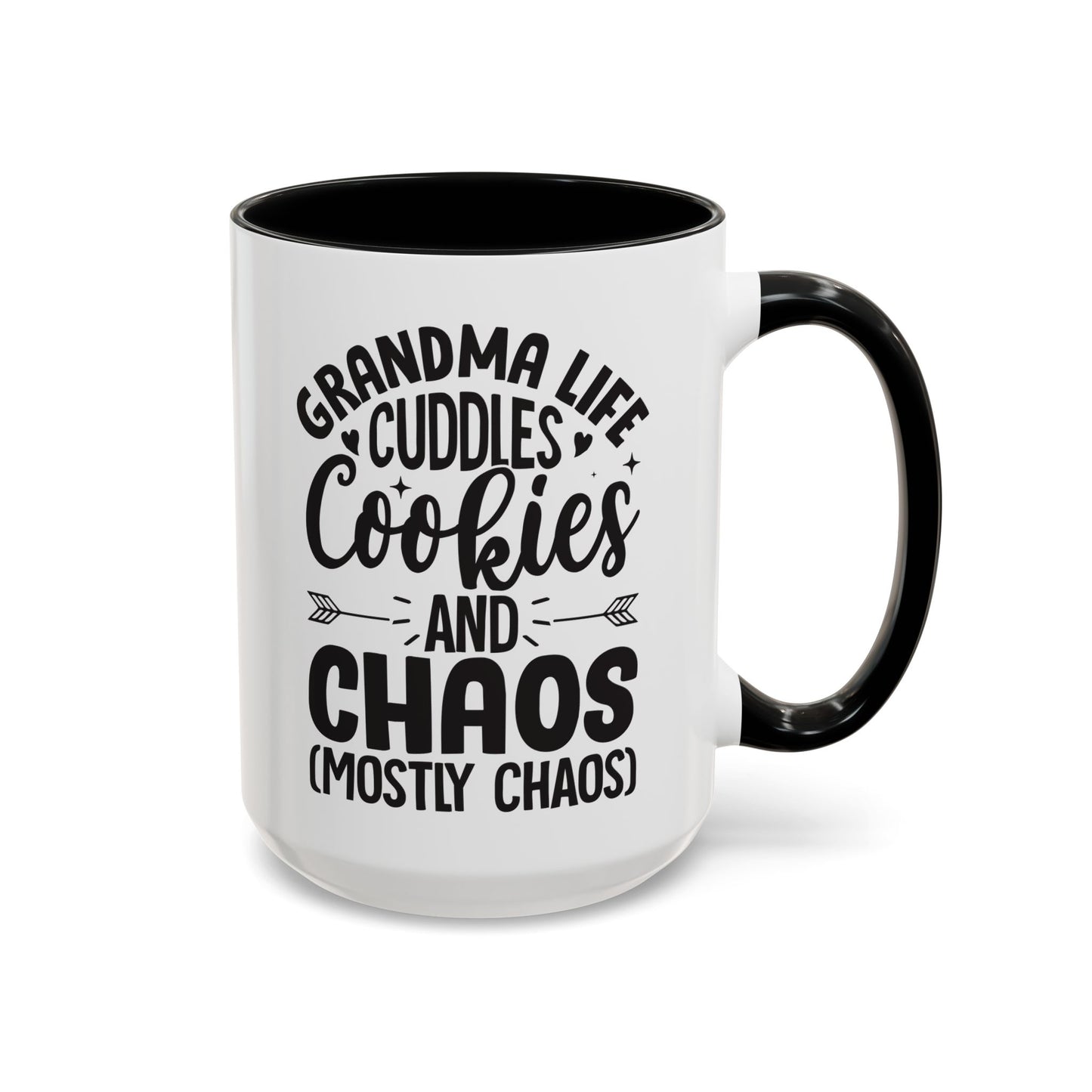 Grandma Life  Cuddles Cookies and Chaos Mostly Chaos Coffee Mug (11, 15oz)