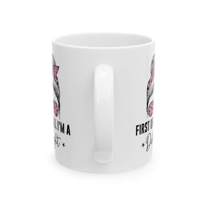First of All, I'm a Delight – Quirky Mustache Mug with Leopard Print Accents