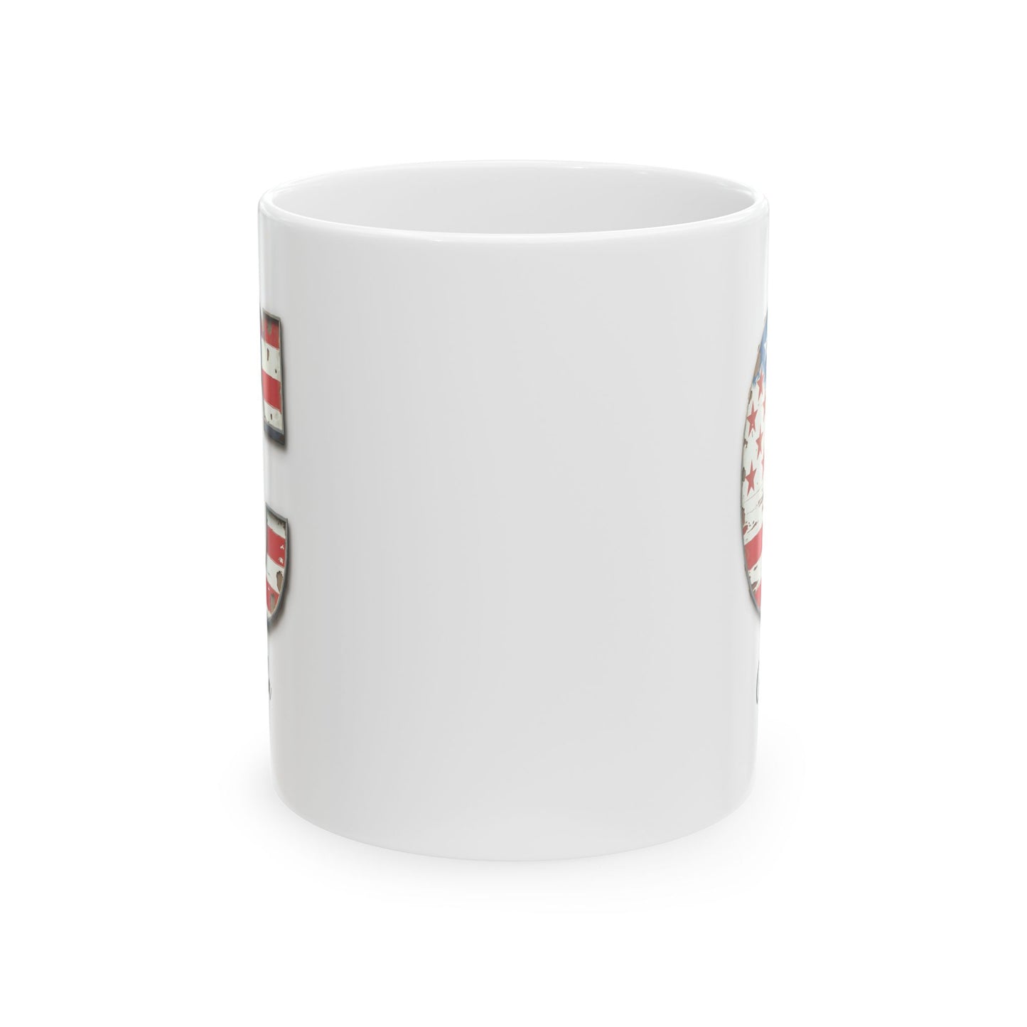 Mug - Patriotic American Flag Letter C with Kevin Name - Vintage Red, White, and Blue Design