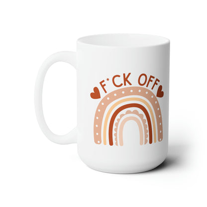 Funny F*ck Off Mug – Boho Rainbow Coffee Cup White Ceramic