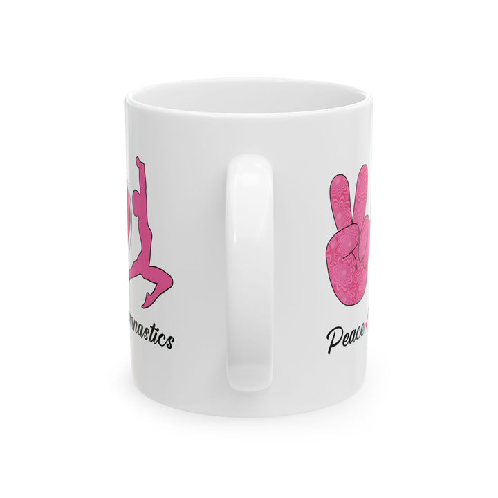 Peach Love Gymnastics White Mug, (11oz, 15oz)