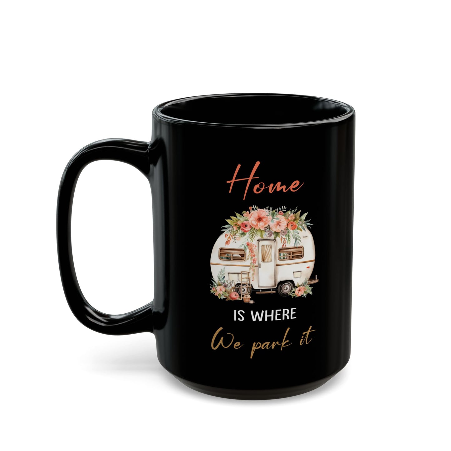 Vintage Floral Camper  Ceramic Mug, (11oz, 15oz)