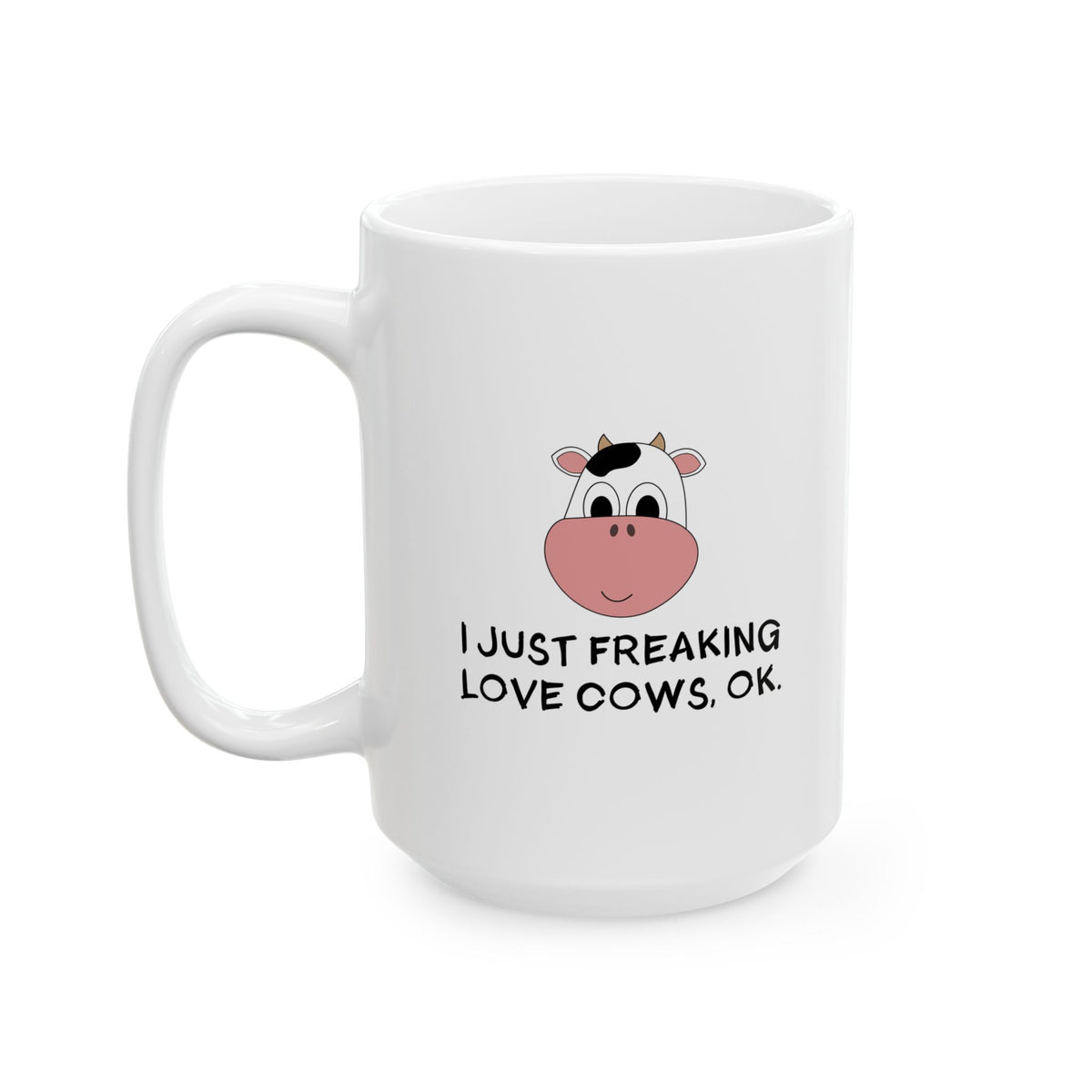 Funny Cow Mug – Cute White Coffee Cup with Cartoon Cow Face
