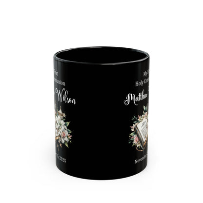 Black First Communion Mug – Matthew Wilson – Personalized Keepsake 2025