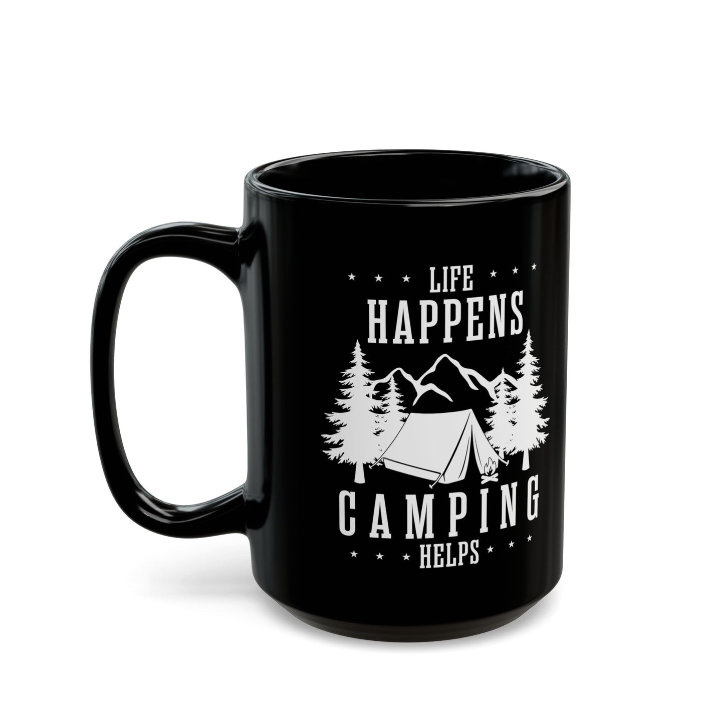 Minimalist Camping Design Ceramic Mug, (11oz, 15oz)