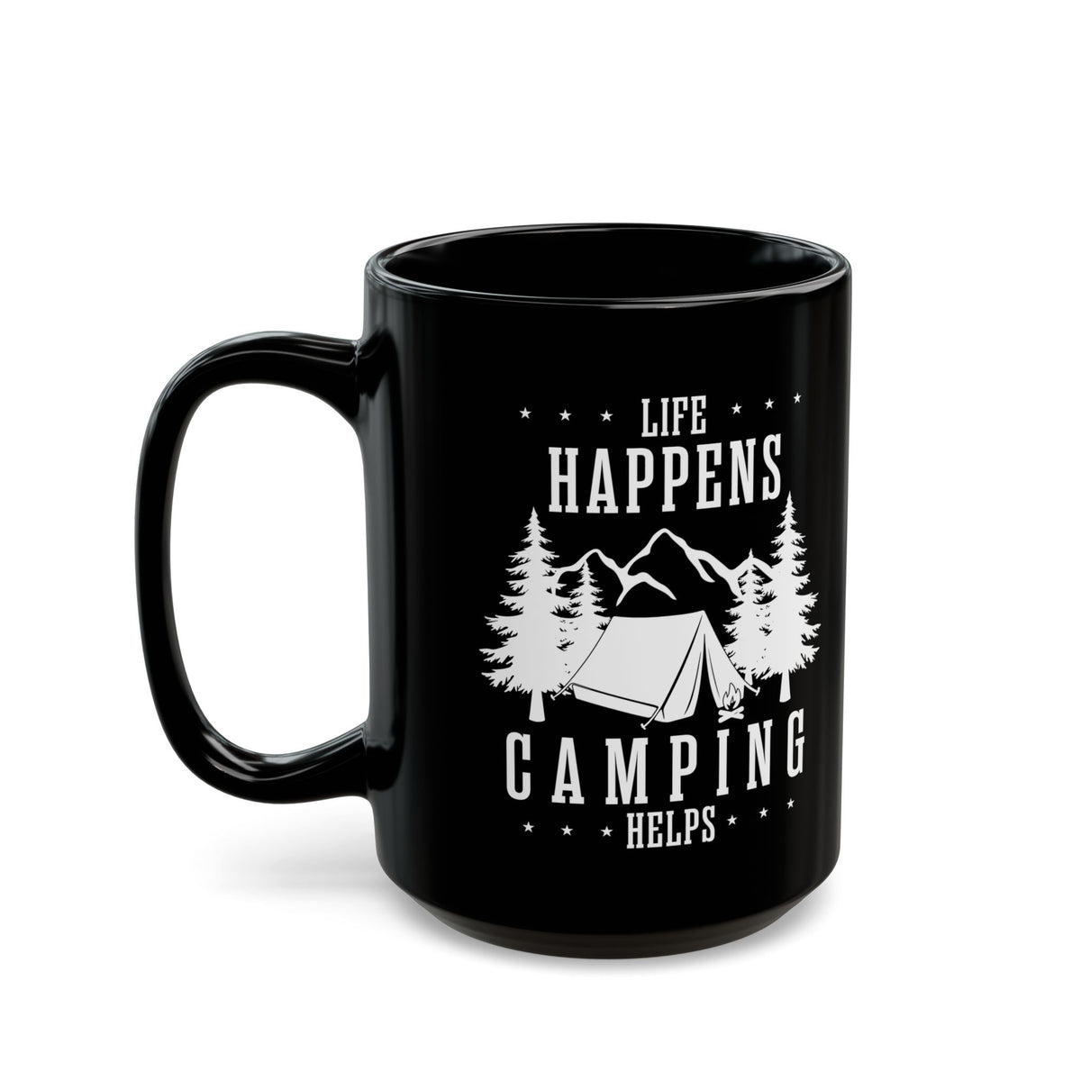 Minimalist Camping Design Ceramic Mug, (11oz, 15oz)