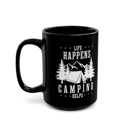 Minimalist Camping Design Ceramic Mug, (11oz, 15oz)