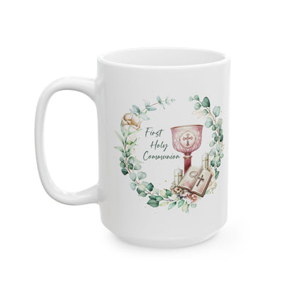 Elegant First Holy Communion Mug – Chalice and Bible Design