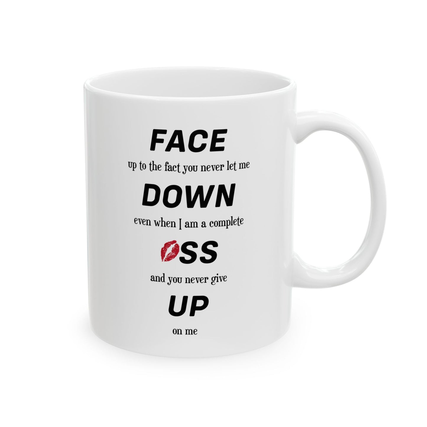 Funny Love Mug for Him or Her – White Coffee Cup with Bold Romantic Quote