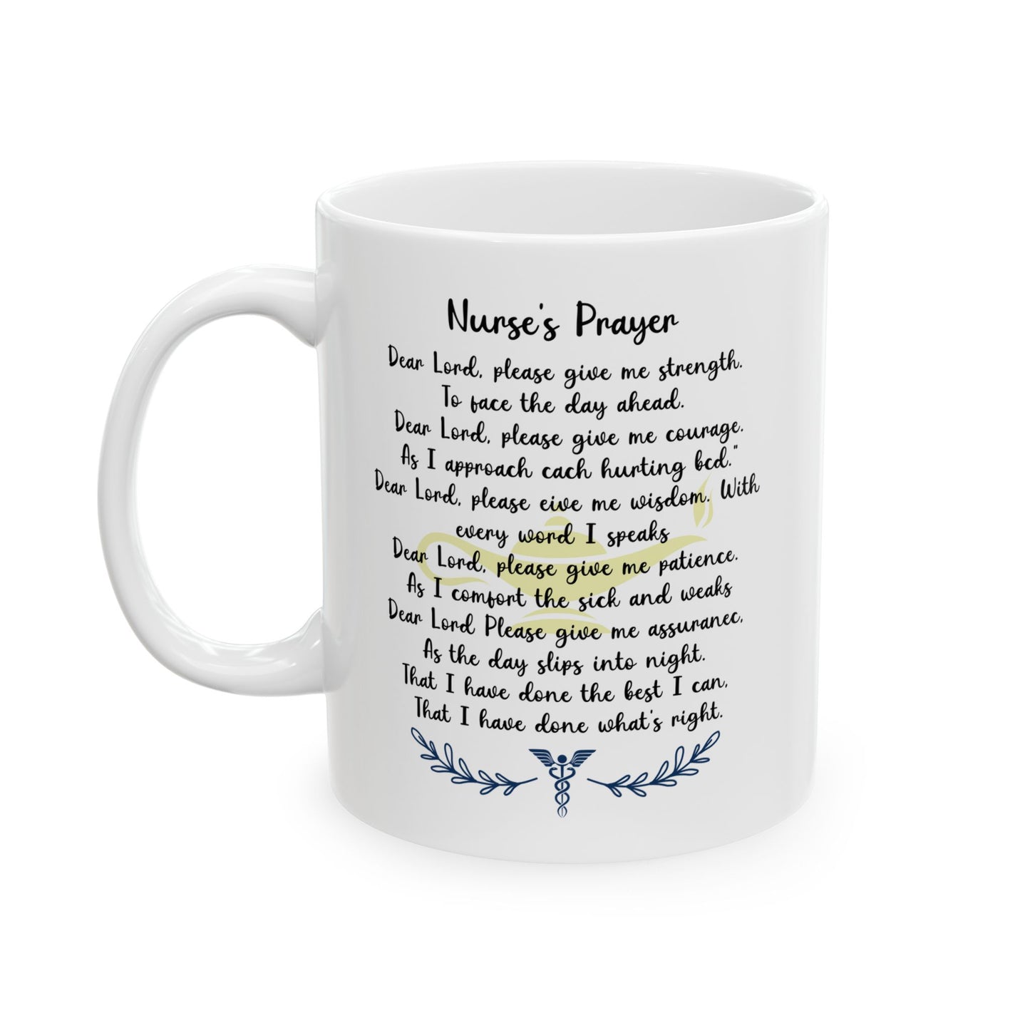 White Nurse Prayer Coffee Mug – Inspirational Christian Gift for RN, LPN, CNA – Thank You Mug for Nurses, Nursing Students, Healthcare Heroes