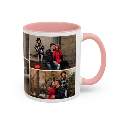 Happy Family Moments - Stylish Fall Family Photoshoot with Dad, Mom, and Daughter in Matching Outerwear Mug