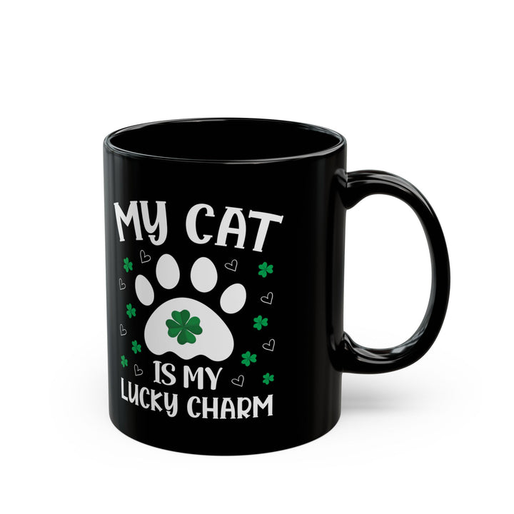 St Patrick’s Day Cat Mug – My Cat Is My Lucky Charm Black Coffee Cup
