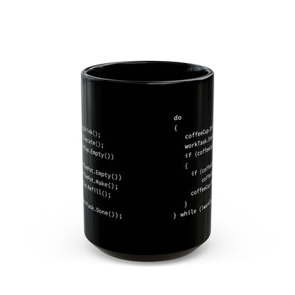 Programmer Black Mug – Pseudo Code Print for Coffee and Coding