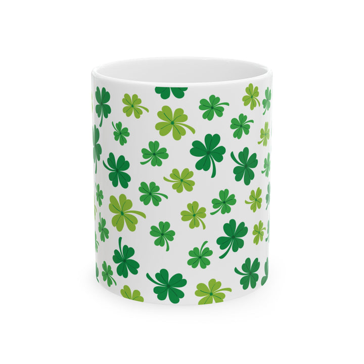 White Shamrock Mug – St. Patrick’s Day Lucky Clover Coffee Cup Gift