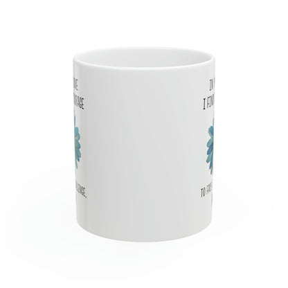 White Ceramic Mom Mug – Courage to Face Challenges with Floral Print
