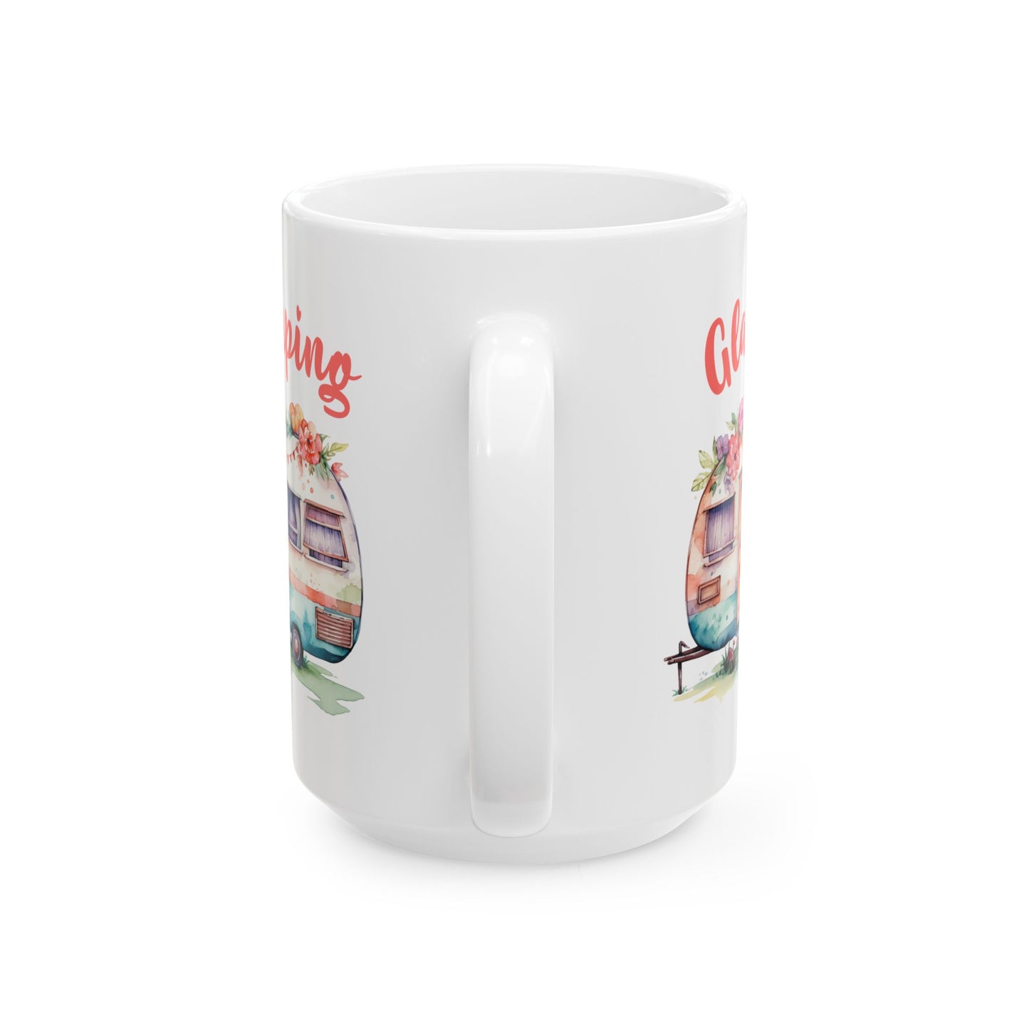 Glamping Watercolor Illustration Ceramic Mug, (11oz, 15oz)